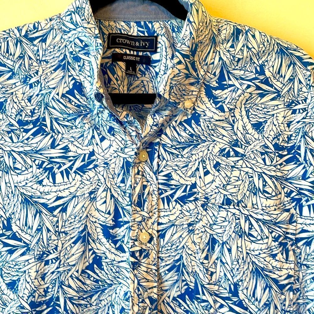 Crown & Ivy Short Sleeve Hawaiian Shirt Men's Size L - Picture 2 of 4